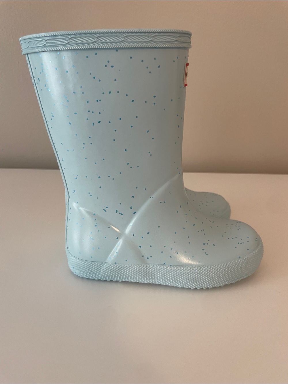 Hunter Kids Light Blue Rain Boots with Blue Speckle - Picture 3 of 5